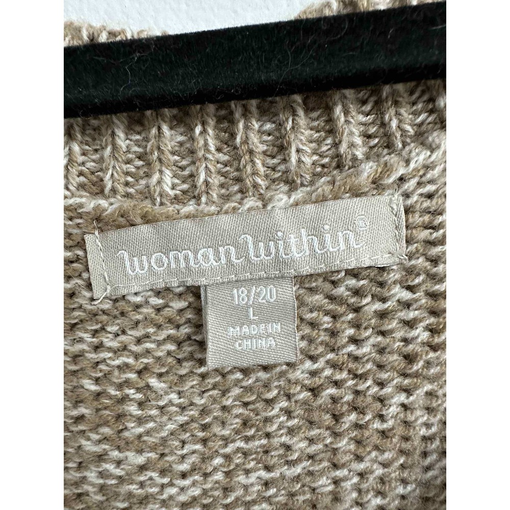 Woman Within Classic Knit Cardigan Taupe Womens 18/20 L - Picture 3 of 7